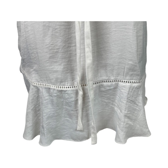 Mossimo Womens Sleeveless V-neck Flutter Hem Tie Neck Top Size S White - Picture 4 of 15